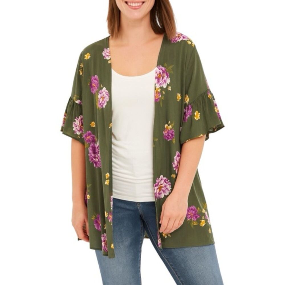 7th Ray Women’s Floral Open Front Kimono | Size Large